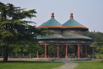 Chinees paviljoen in de tuin van Temple of Heaven van Minimalistiche reisfotografie by.Rieneke
