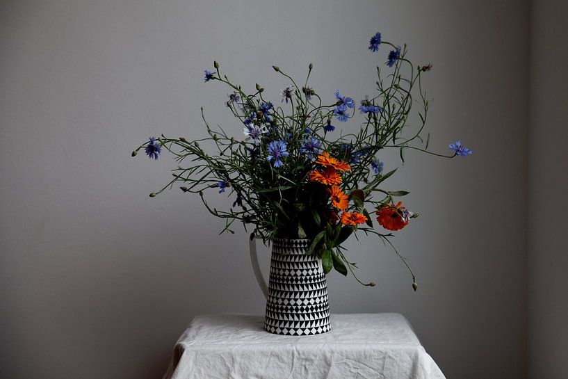 Still life of wild bouquet of allotment garden flowers by Lilian Bisschop