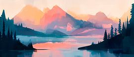 Bergsee Panorama von Poster Art Shop
