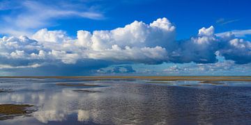 Gewitterwolke im Anflug auf die Insel Texel über der Nordsee von Sjoerd van der Wal Fotografie