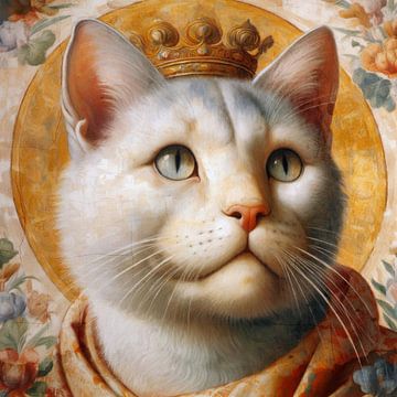 Fresco of a Royal Cat I van Marja van den Hurk
