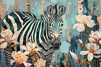 Zebra with flowers