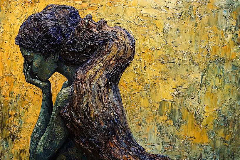 spirituelle Malerei einer Frau im Wald von Egon Zitter