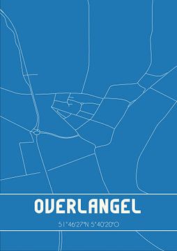 Blauwdruk | Landkaart | Overlangel (Noord-Brabant) van MijnStadsPoster