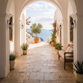 Mediterranean archway with sea view by But First Framing