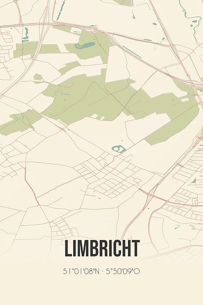 Vintage map of Limbricht (Limburg) by Prints of Place