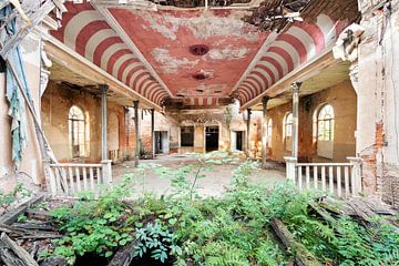 Lost Place - Red & white striped ballroom by Times of Impermanence