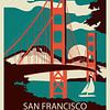 Affiche de voyage Golden Gate Bridge, San Francisco, États-Unis sur Peter Balan