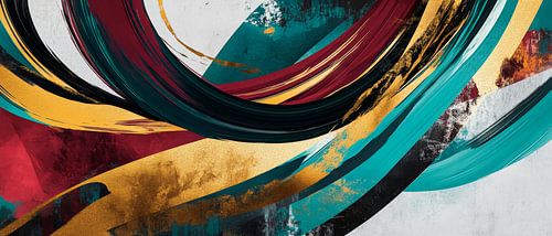 Gekleurde abstracte wervelingen op canvas