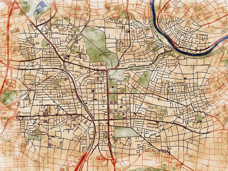 Kaart van Ludwigsburg in de stijl 'Serene Summer' van Maporia