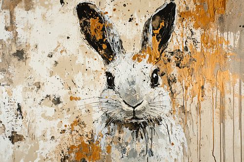 Abstract konijn met verfspatten