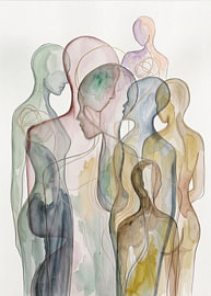 Verbundenheit 1 – Abstrakt-figuratives Aquarell