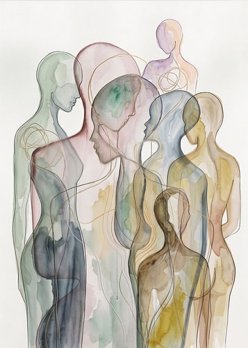 Verbundenheit 1 – Abstrakt-figuratives Aquarell