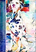 Dalmatiër als kleurrijke hond