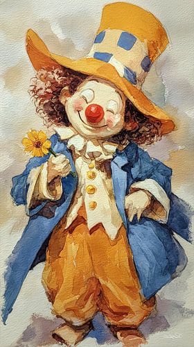 happy clown in aquarel