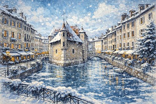 Annecy in Frankrijk, een impressionistisch schilderij.