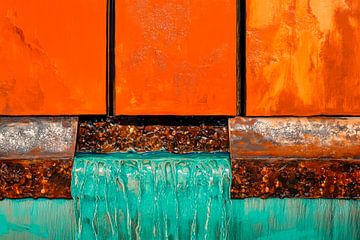 Koperen en blauwe waterval van Poster Art Shop