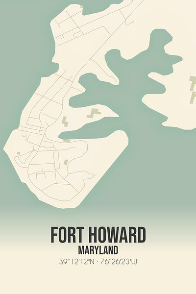 Alte Karte von Fort Howard (Maryland), USA. von Ortsdrucke