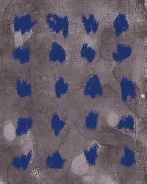 Moderne abstracte kunst in koningsblauw op warm grijs