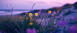 Prairie fleurie au bord de la mer - Lumière douce sur Poster Art Shop