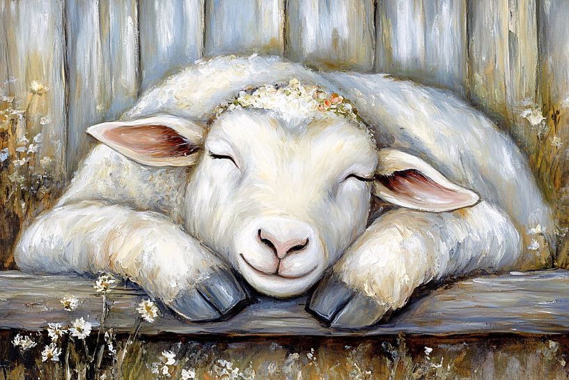 Painting of resting lamb by Imperial Art House