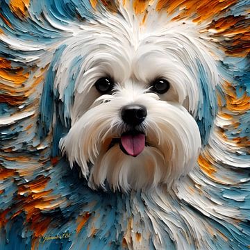 Hondenkunst - Maltezer hond 4 van Johanna's Art