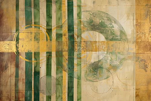Moderne Bamboe en Gouden Cirkels Abstract