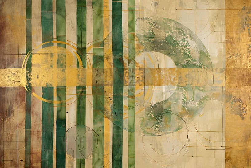 Abstrait moderne en bambou et cercles dorés par Art & Soul Creations