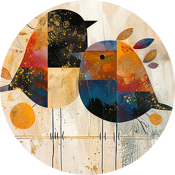Twee Vogels Kunst | Schilderij van Abstract Schilderij