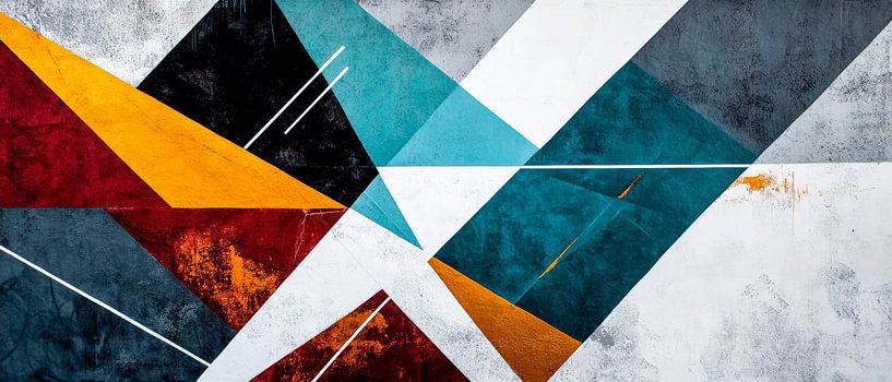 Geometrische Harmonie des Chaos  Farbenjagd im Abstrakten  Fra von Poster Art Shop