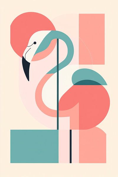 Flamingo in soft pastel colours - Abstract by Poster Art Shop