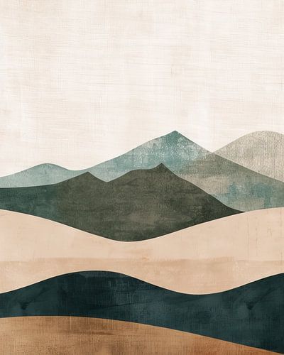 Mountains on beige linen by Thea