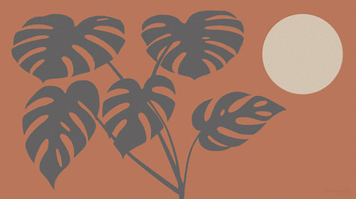 Monstera in de Japandi-stijl van de stille aarde