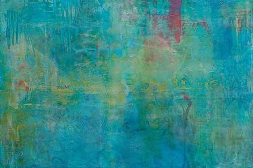 Abstract Schilderij - Turquoise Groen Rustig en Organisch