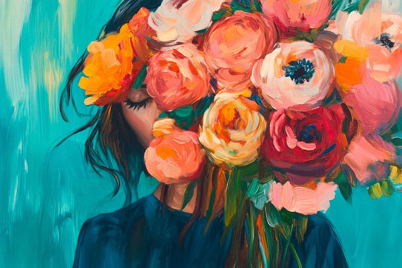 Sea of flowers in front of your face - play of colours by Poster Art Shop