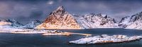 Norway landscape with fjord at sunrise