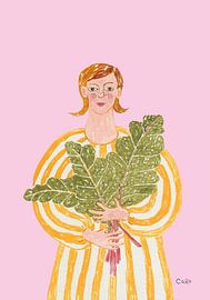 Frau mit frischem Grünzeug von Caroline Roberts