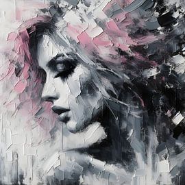 Portrait Oil Painting Pink by FoXo Art