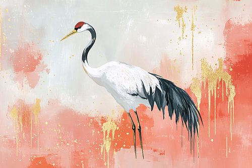 Elegante kraanvogel in kunstwerk