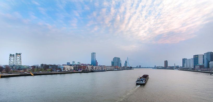 Skyline Rotterdam met boot van Anouschka Hendriks