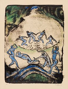 Max Pechstein, La danse (Danseurs et baigneurs à l'étang de la forêt), 1912