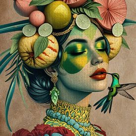 Caribbean muse with hummingbird by Sandu Brus ARCANE ART STUDIO