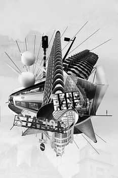 Collage Eindhoven en noir et blanc