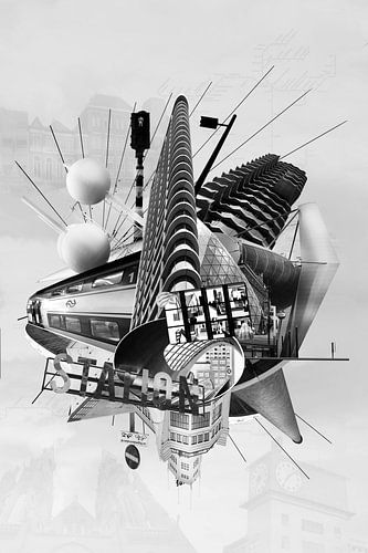 Collage Eindhoven in zwart wit van Marianne van der Zee