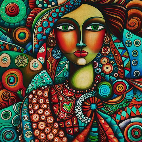 De vrouw in een explosie van kleur