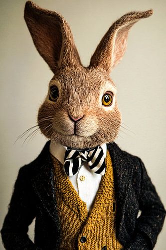 Stijlvol gekleed antropomorf konijn