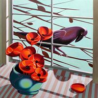 A crow outside the window