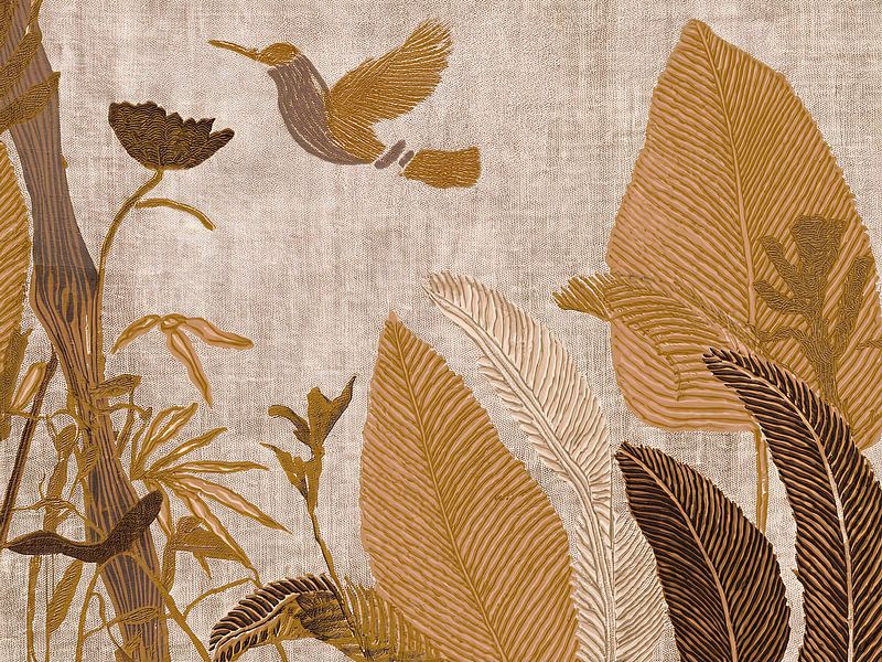 BoHo: Autumn with abstract leaves and bird by Studio Pieternel
