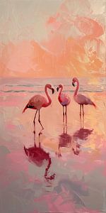 Abendrot mit Flamingos von Whale & Sons