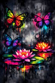 Neon Lotus Flight – Kleurrijke vlinders van ButterflyPix